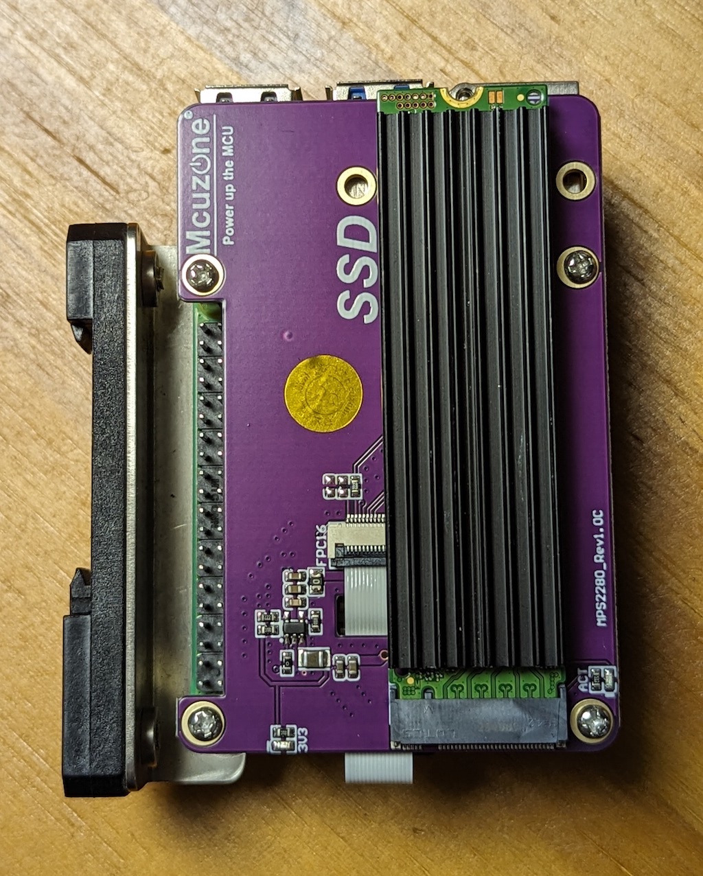 PiTray clip with Raspberry Pi 5 with NVME SSD Hat